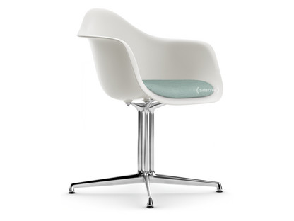 Eames Plastic Armchair RE DAL Blanc|Avec coussin d'assise|Bleu glacier / ivoire