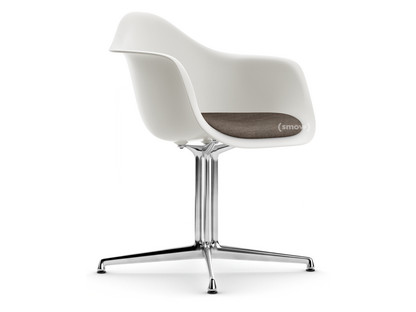Eames Plastic Armchair RE DAL Blanc|Avec coussin d'assise|Gris chaud / marron marais