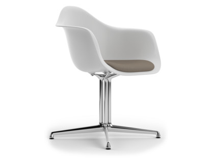 Eames Plastic Armchair RE DAL Coton blanc|Avec coussin d'assise|Gris chaud / marron marais