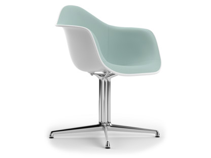 Eames Plastic Armchair RE DAL Coton blanc|Rembourrage intégral|Bleu glacier / ivoire