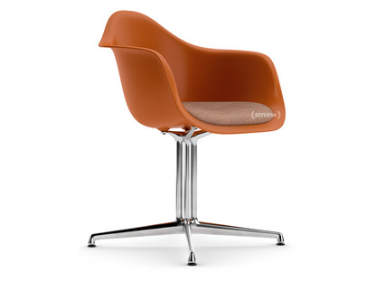 Eames Plastic Armchair RE DAL Orange rouille|Avec coussin d'assise|Cognac / ivoire