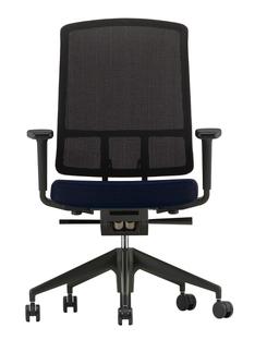 AM Chair Noir|Bleu foncé/brun|Avec accotoirs 2D|Aluminium finition époxy noir foncé
