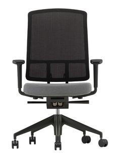 AM Chair Noir|Gris sierra / nero|Avec accotoirs 2D|Aluminium finition époxy noir foncé