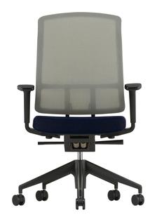 AM Chair Gris sierra|Bleu foncé/brun|Avec accotoirs 2D|Aluminium finition époxy noir foncé