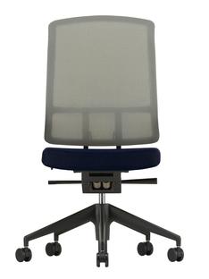 AM Chair Gris sierra|Bleu foncé/brun|Sans accotoirs|Aluminium finition époxy noir foncé