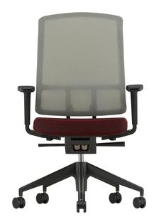AM Chair Gris sierra|Rouge foncé/nero|Avec accotoirs 2D|Piètement noir profond