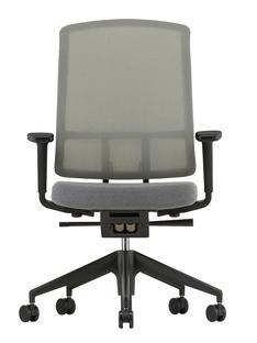 AM Chair Gris sierra|Gris sierra / nero|Avec accotoirs 2D|Aluminium finition époxy noir foncé