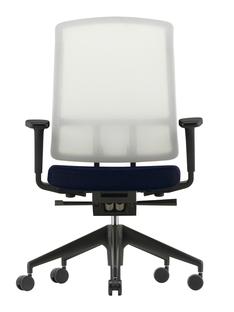 AM Chair Blanc|Bleu foncé/brun|Avec accotoirs 2D|Piètement noir profond
