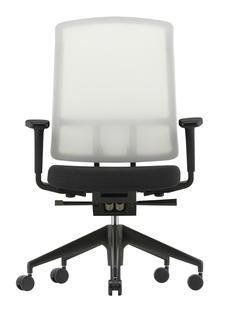 AM Chair Blanc|Gris foncé/nero|Avec accotoirs 2D|Aluminium finition époxy noir foncé