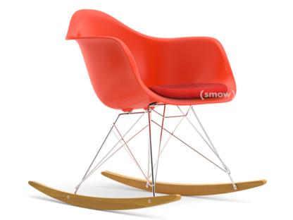 RAR avec rembourrage Rouge (rouge coquelicot)|Avec coussin d'assise|Corail / rouge coquelicot|Sans passepoile|Chromé/érable nuance de jaune