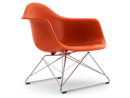 Eames Plastic Armchair RE LAR Rouge (rouge coquelicot)|Sans rembourrage|Chromé