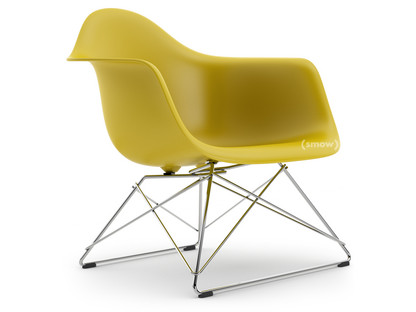 Eames Plastic Armchair RE LAR Moutarde|Sans rembourrage|Chromé