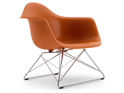 Eames Plastic Armchair RE LAR Orange rouille|Sans rembourrage|Chromé