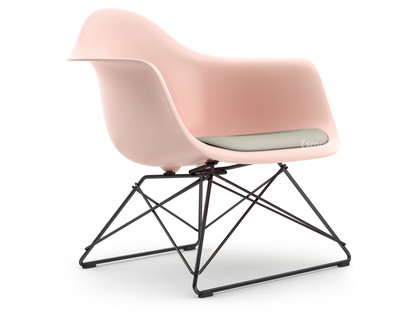 Eames Plastic Armchair RE LAR Rose pâle|Coussin d'assise gris chaud /ivoire|Revêtement basic dark