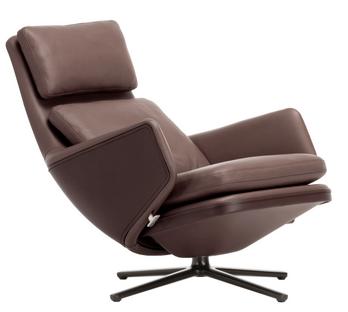 Grand Relax Sans repose-pieds|Cuir Premium F, marron|Noir basic|41,5 cm