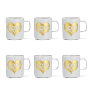 Mug à café Girard  Love Heart, gold|Lot de 6