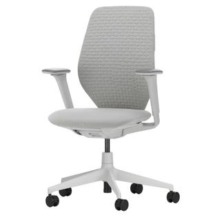 Chaise de bureau ACX Soft Sans inclinaison avant, avec réglage de la profondeur|Accotoirs F réglables en hauteur|Soft grey|Siège Grid Knit, stone grey|Roulettes souples pour sols durs