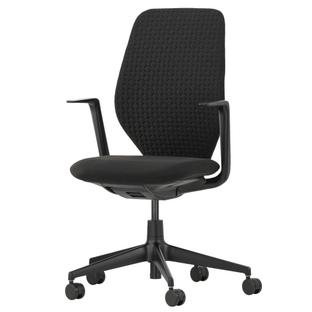 Chaise de bureau ACX Soft Sans inclinaison avant, avec réglage de la profondeur|Accotoirs fixes|Noir profond|Siège Grid Knit, nero|Roulettes dures pour moquette