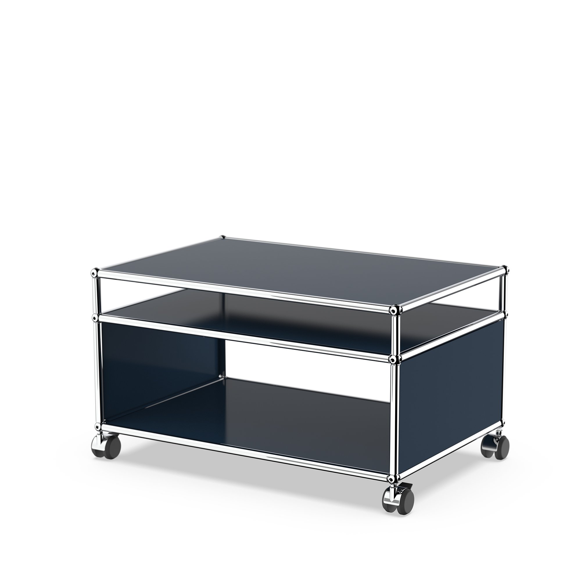 USM Haller table d'appoint à roulettes, Bleu acier RAL 5011, Souples ...