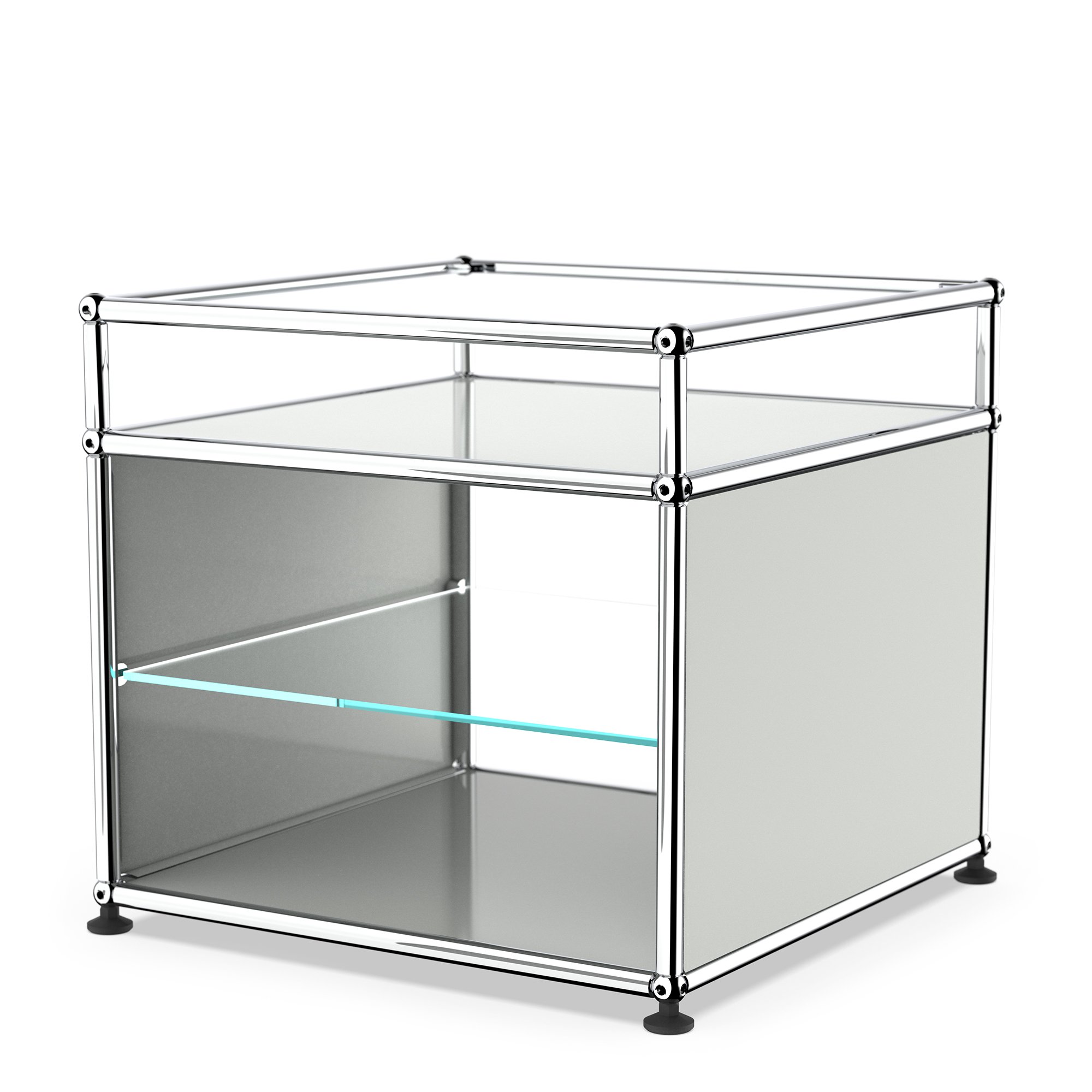 USM Haller table d'appoint et étagère verre, Gris clair RAL 7035 | USM ...