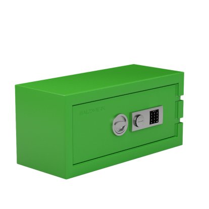 Coffre-fort Balzsafe CONNECT pour étagères USM Haller, 75 cm x 35 cm x 35 cm, Vert RAL 6037, Serrure électronique à combinaison avec clé de réinitialisation