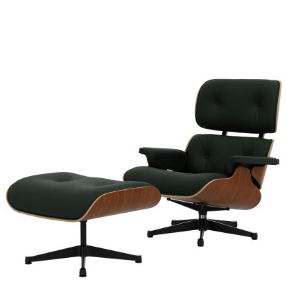 Eames Lounge Chair & Ottoman, Noyer naturel, Cuir Premium F jade, 89 cm, Aluminium poli, côtés noirs