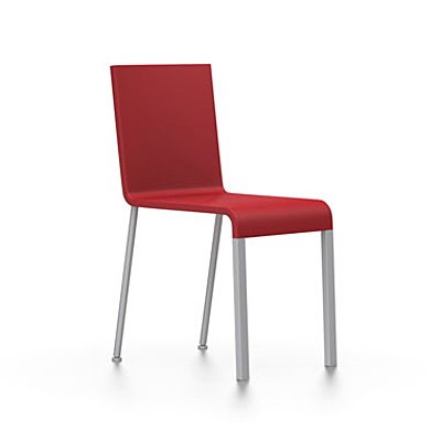 .03, Non-empilable, Pieds thermolaqué argent lisse, Sans accotoirs, Rouge vif