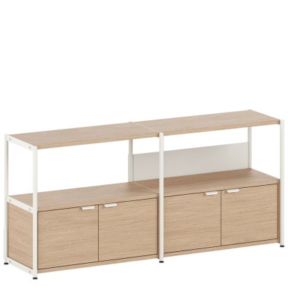 Buffet Unit en bois, 1 x portes doubles, Chêne / Blanc crème