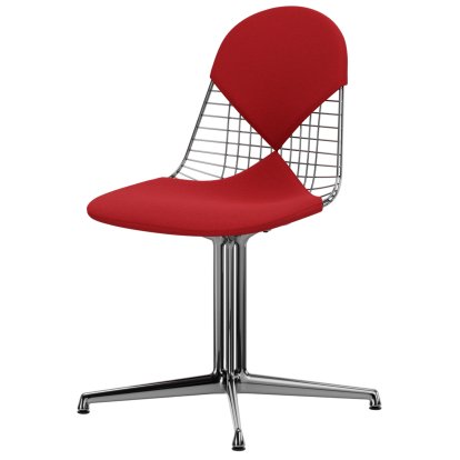 Chaise Wire Chair DKL, Aluminium poli, Coussin pour assise et dossier (Bikini), Rouge / rouge coquelicot