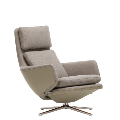 Fauteuil Grand Relax, Sans repose-pieds, Tissu Cosy, fossil / Cuir Forte, sand, Poli, 41,5 cm