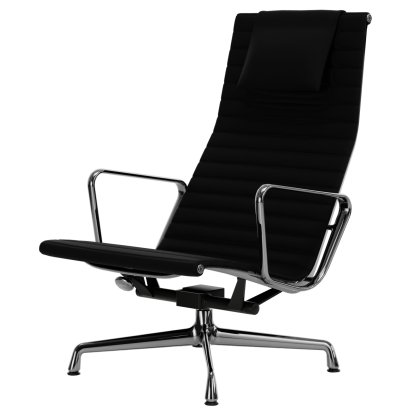 Aluminium Chair EA 124, Poli, Cuir Premium F, Nero