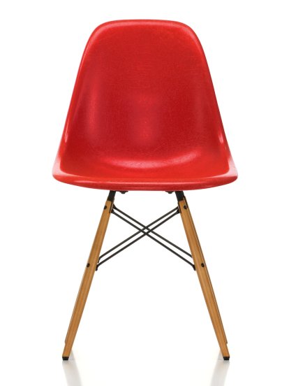 Eames Fiberglass Chair DSW, Eames classic red, Érable nuance de jaune