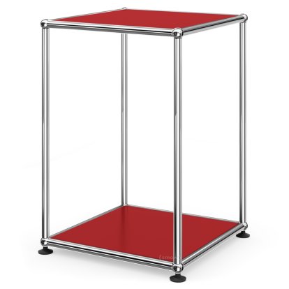 Table d'appoint USM Haller haute 35, Panneaux inférieur et supérieur en métal, Rouge rubis USM