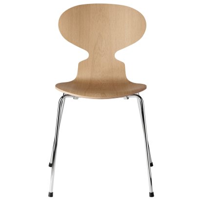Chaise Fourmi (Ant), Bois laqué clair, Chêne naturel , Chromé