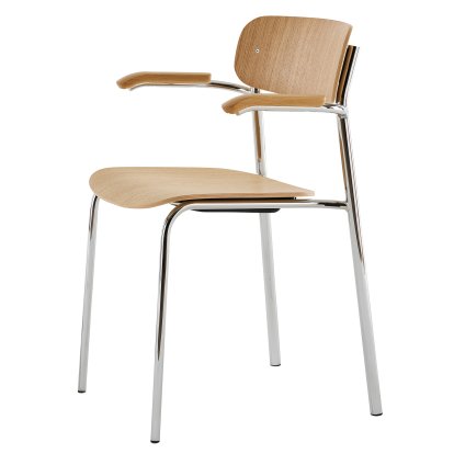 S 243 F Fauteuil, Chrome, Chêne verni transparent