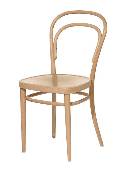 Chaise bistrot 214 / 214 M originale, Sans accotoirs, Hêtre teinté naturel  , Siège en contreplaqué moulé