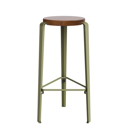 Tabouret de bar Lou, 76 cm, Chêne teinté, Vert kaki