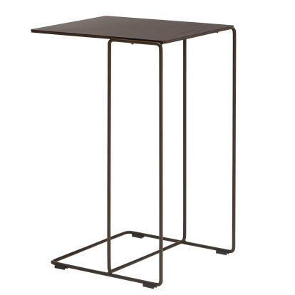 Table d'appoint Oki Saddle, H 52 x L 30 x P 36 cm, Cuir Saddle café, Peint par poudrage bronze mat