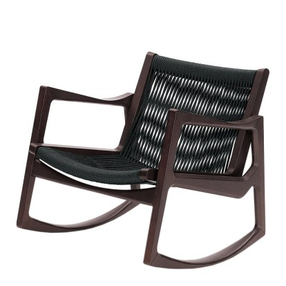 Euvira Rocking Chair, Chêne teinté marron, Noir