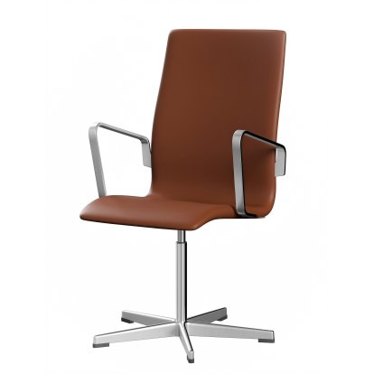 Chaise Oxford, Avec accotoirs, Dossier moyen, Piètement fixe, Cuir souple, Cognac