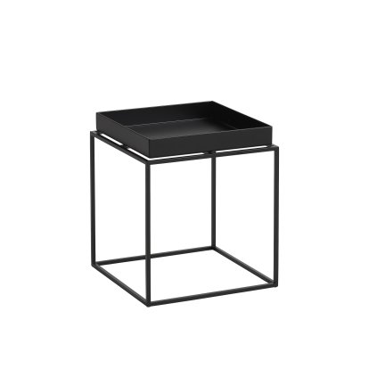 Table avec plateau Tray , H 30/34 x L 30 x P 30 cm, Noir