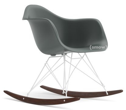 Fauteuil Eames Plastic Armchair RE RAR, Gris granit, Revêtement blanc, Érable foncé