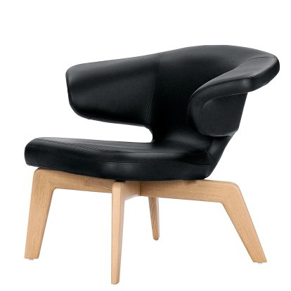 Munich Lounge Chair, Cuir Classic noir, Chêne naturel