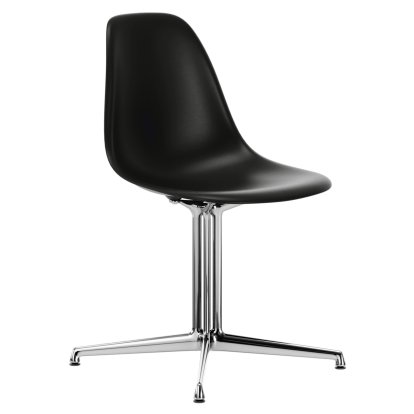 Eames Plastic Side Chair DSL, Noir profond, Sans rembourrage, Sans rembourrage, Aluminium poli