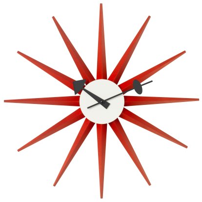 Horloge Sunburst Wall Clock, Rouge