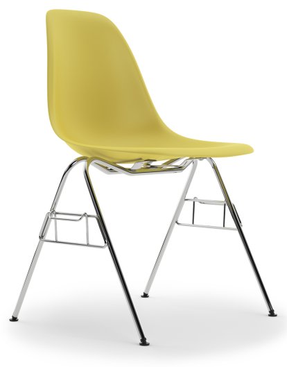 Eames Plastic Side Chair DSS / DSS-N, Citron, Sans rembourrage, Sans rembourrage, Avec liaison de rangée (DSS)