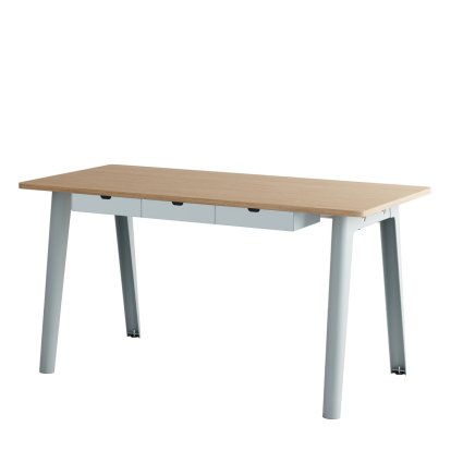 Bureau New Modern, métal/bois, 150 x 70 cm, Avec module de rangement, Bleu pâle