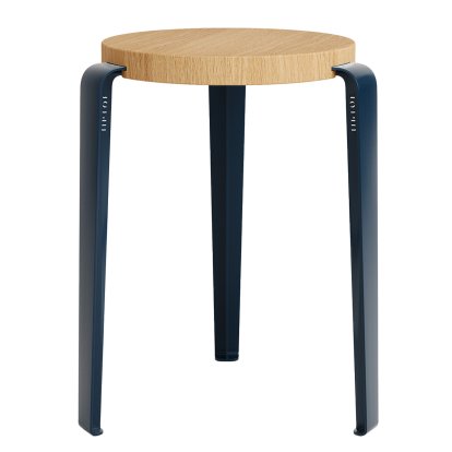 Tabouret Lou, bois massif, Chêne massif, Bleu minéral