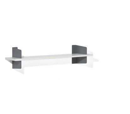 Étagère murale Atelier, MDF mélaminé blanc, Basalte gris, version  1, 140 cm