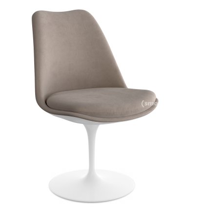 Chaise Tulip Saarinen, Statique, Coque et coussin d'assise rembourré, Blanc, Beige (Eva 177)